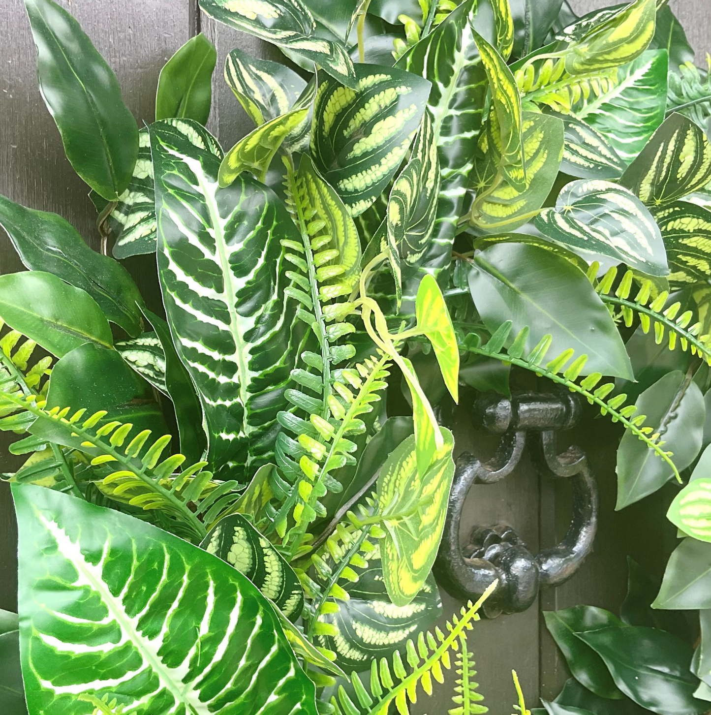 faux water melon leaves dieffenbachia leaves year round all seasons mixed greenery door wreath