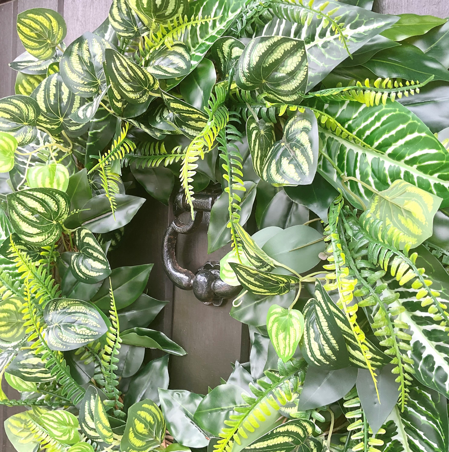 faux water melon leaves dieffenbachia leaves year round all seasons mixed greenery door wreath