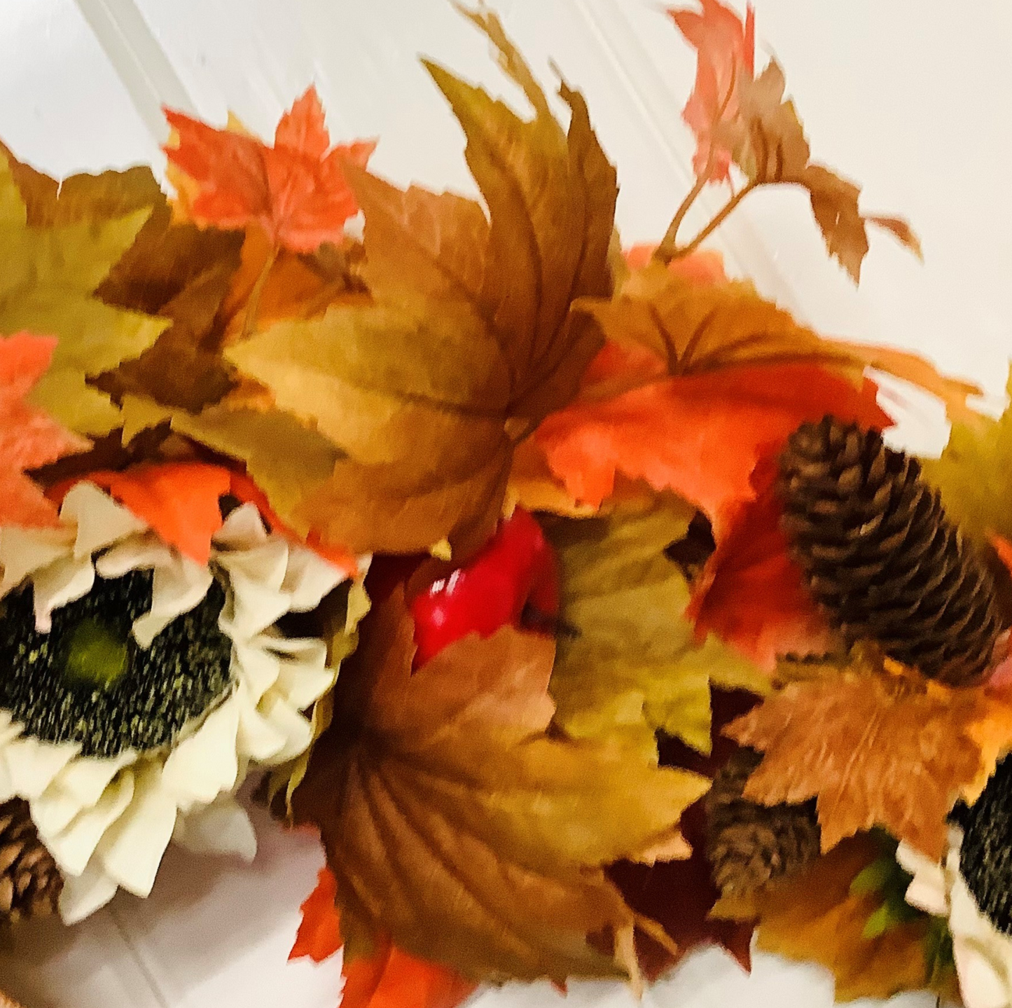 Sunflower & Apples Welcome Door Wreath With A Large Pumpkin Design Bow
