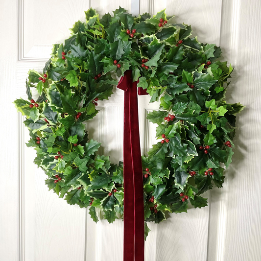 Holly and Ivy Real Touch Faux Christmas Door Wreath