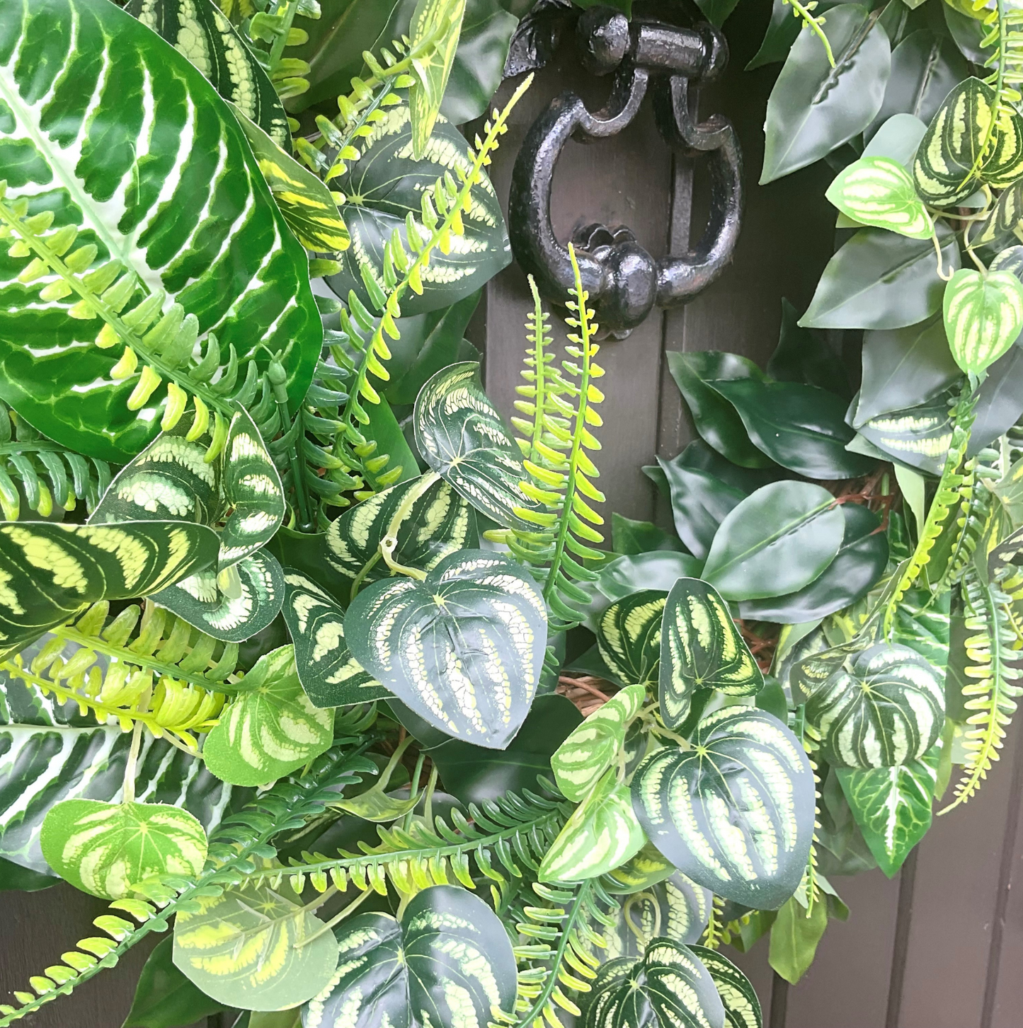 faux water melon leaves dieffenbachia leaves year round all seasons mixed greenery door wreath