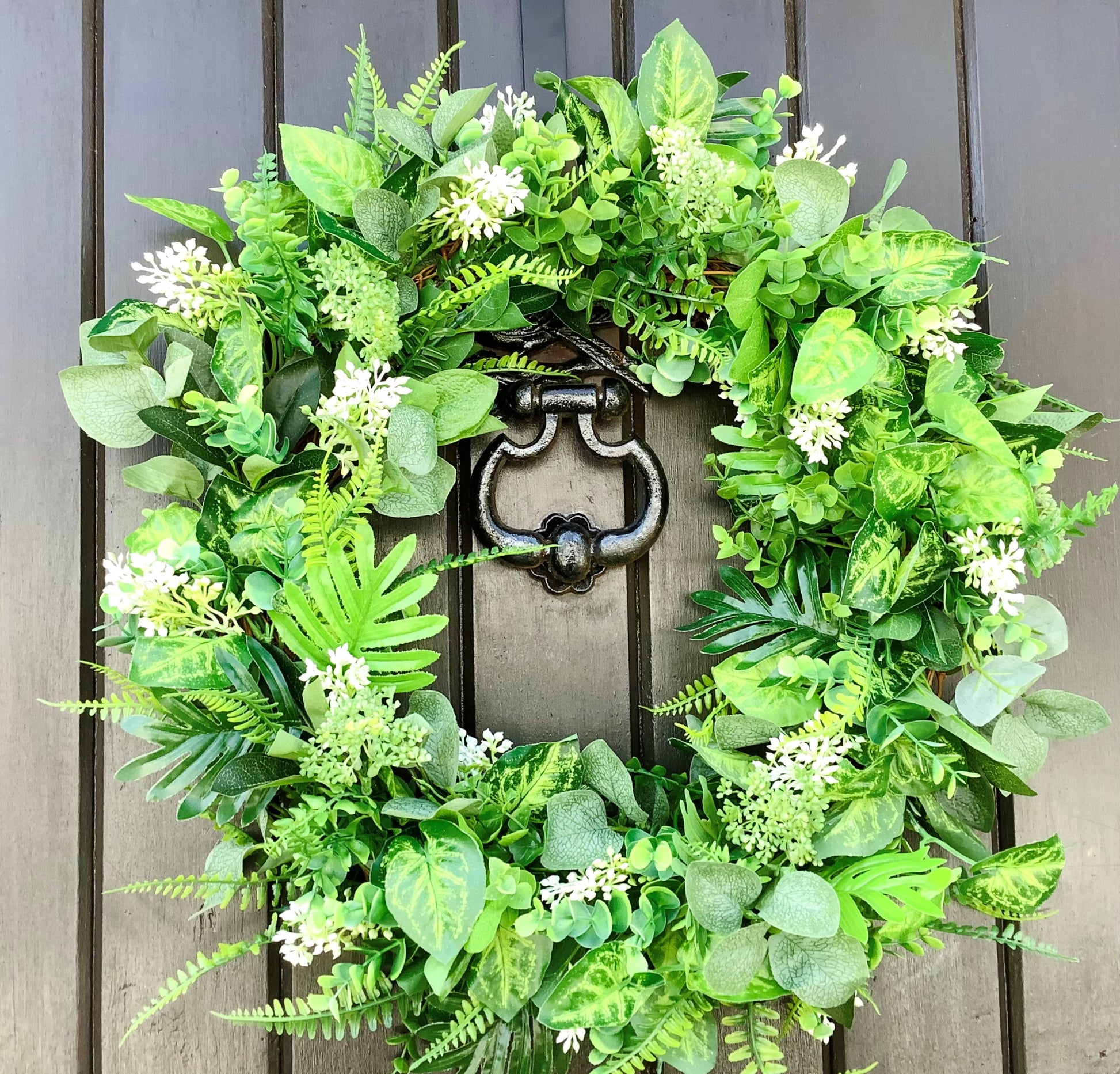 year round greenery and mixed berry door wreath